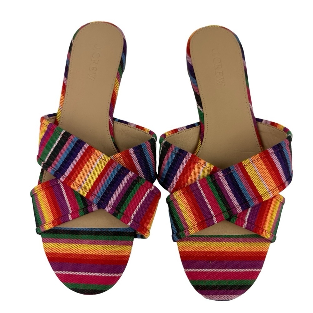 NEW J. Crew Cora Multistripe Crisscross Sandals Size 8.5